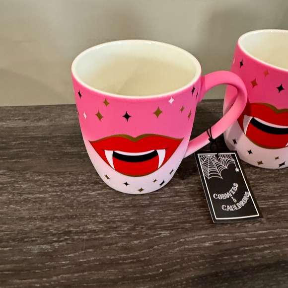 Cobwebs & Cauldron Halloween Vampire FANGS Halloween “Soft touch “ Mugs - Picture 3 of 7